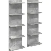 vidaXL Wandregal 2 stk. Betongrau 30 x 15 x 100 cm Holzwerkstoff