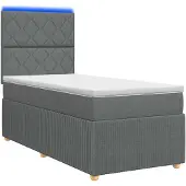 vidaXL LED Boxspringbett mit Matratze Dunkelgrau 100 x 200 cm Stoff