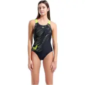 Arena - Women's Foliage Swimsuit V Back Lb - Badeanzug Gr 44 bunt