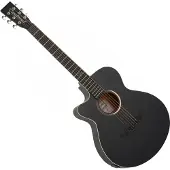 Tanglewood TB4CE Blackbird Super Folk Linkshänder-Akustikgitarre Smokestack Black Satin