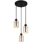 Globo Lighting LED Hängeleuchte ALONSO, Schwarz, Metall, Glas, 3-flammig, D 29 cm