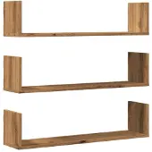 vidaXL Wandregale 3 Stk. Artisan-Eiche 80x18x18 cm Holzwerkstoff