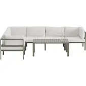 Ebuy24 Copacabana Garten Lounge Ecksofa 3+3-Sitzer und Couchtisch braun.