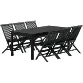 Ebuy24 Kenya Gartenset Tisch 90x180 cm schwarz 6 Stühle schwarz.
