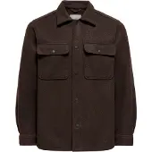 Only & Sons Herren Freizeit Hemd ONSASH - Relaxed Fit - 22023564 Demitasse MELANGE - L