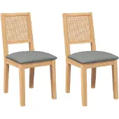 vidaXL Esszimmerstühle mit Kissen 2 Stk. Massivholz Gummibaum