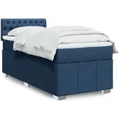 vidaXL Boxspringbett mit Matratze Blau 100x200 cm Stoff