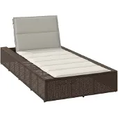 vidaXL Sonnenliege mit schwebender Auflage Braun Poly Rattan