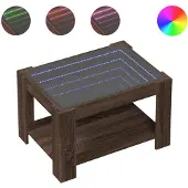 vidaXL LED-Couchtisch Braun Eichen-Optik 73x53x45 cm Holzwerkstoff