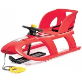 Pafen Schlitten mit Lehne 100cm Lenkrad Kuffe Kinderschlitten rot Kunststoff