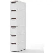 Helloshop26 - Schmaler Aufbewahrungsschrank 42 x 19 x 109 cm mit 6 praktischen Schubladen für kleine Räume in Weiß PP