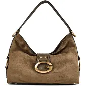 GUESS Elegante Damen Schultertasche Grün: Praktische Fächer & Schutzfüße