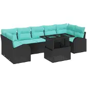 vidaXL Gartensofa-set 8 stk. Schwarz Poly Rattan