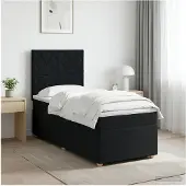 vidaXL Boxspringbett mit Matratze Schwarz 80 x 200 cm Stoff