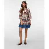 Vero Moda Kleid in Creme/ Blau/ Braun - M