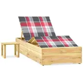 Furnicato Sonnenliege Massivholz Imprägniert 198x90x75 Cm Rot Karomuster