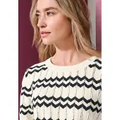 Street One Kurzarmpullover Kurzarm-Sommer-Pullover mit Zick-Zack-Muster