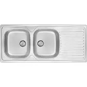Deante 2-bowl steel sink with drainer
