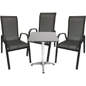 Mojawo Bistro Sitzgarnitur Bistrogarnitur 4-teilig Anthrazit/Schwarz
