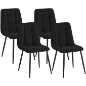 CLP 4er Set Esszimmerstühle Tilde gepolstert mit Rückenlehnen bis 150 kg belastbar schwarz Material Cord