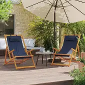 Markenlos Klappstühle, 2 Stück, Stoff, Blau, Gartenstuhl, Terrassenstühle, Terrassenstühle
