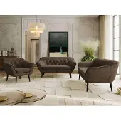 MKS Meble Couchgarnitur PIRS 1-2-3, Skandinavisches Komplettset, Wellenfederung, schwarze Füße, Sitzgruppe, Möbelset, Set mit Armlehnen - Braun Velvet