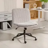 Sweiko Homeoffice Stuhl Schreibtischstuhl mit Leinenoptik Höhenverstellbar Schneidersitz Drehstuhl mit Wippfunktion, Beige