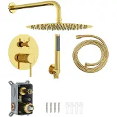 vidaXL Verdecktes Duschsystem (Rund) Gold Edelstahl 201