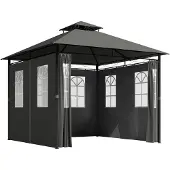 Novzep Pavillon Partyzelt Gartenpavillon, 3 x 3 x 2, 88 m, Dunkelgrau