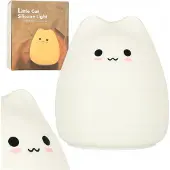 Ikonka Silikon Kinder Nachtlicht 4 LED Batterie weiß Katze