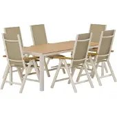 Ebuy24 Break Gartenset Tisch 90x200 cm Natur 6 Stühle beige.