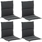 GO-DE Gartenstuhlauflagen - Anthrazit - Niederlehner - mit Stehsaum - 4er Set