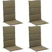 GO-DE Gartenstuhlauflagen - Olivgrün - Hochlehner - mit Stehsaum - 4er Set