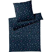 Elegante Soft-Flanell Bettwäsche Joyful dunkelblau 135x200 cm + 80x80 cm
