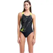 Arena - Women's Foliage Swimsuit V Back Lb - Badeanzug Gr 40 bunt
