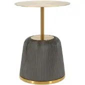 Mauro Ferretti Beistelltisch Egle Grau Gold Ø40x55 cm Metall PU