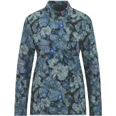 Goldner Kurzgröße: Langarmshirt mit Blumen in blau / gemustert | Gr.: 23