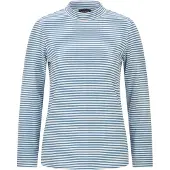 Goldner Kurzgröße: Ringelshirt mit Stehkragen in blau / cremeweiß / geringelt | Gr.: 25