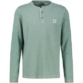 Lerros Langarmshirt "Herren Langarm-Serafino", Herren, Gr. L, grün (misty blau), 100% Baumwolle, Rundhals, Shirts Langarmshirt