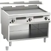 Kbs Gastrotechnik Gas-Grillplatte glatt aus Edelstahl 18kW mit 3 Heizzonen offener Unterbau