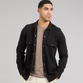Threadbare Herren Relay Langarm Shacket Schwarz