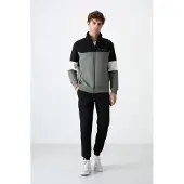 Tommy Life Herren-Farbblockiertes Zip-Sweatshirt- und Hosen-Set