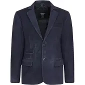 Infinity Leather Herren italienische Marine-Wildlederblazerjacke – Hohl