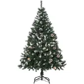 HOMCOM KÜNSTLICHER-WEIHNACHTSBAUM, 150 cm Christbaum mit Kunstschnee, Indoor