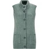 Goldner Strickjacke "Kurzgröße Strickweste mit Knopfleiste" aufgesetze Taschen