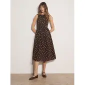 Apricot Midikleid "Kleid mit Polka-Dot-Muster" mit Schlüssellochausschnitt am Rücken