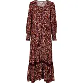Apricot Maxikleid "Paisley-Blumen-Kleid in langer Länge" mit Spitzendetails