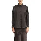 Comma Langarmbluse , Damen, Gr. 34, braun, Web, Obermaterial: 53% Viskose, 47% Polyester, unifarben, normal hüftbedeckend, Rundhals, Blusen Langarmbluse, mit Viskose / leicht schimmernd