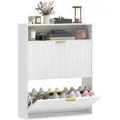 HOMCOM SCHUHSCHRANK Spanplatte MDF Weiß