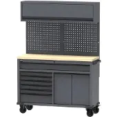 OEM Verrijdbare Werkbank 136 cm mit 7 Schubladen und Oberkast (Grau)